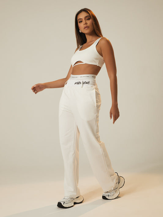 Jogger pantalón blanco pretina blanca marvelous