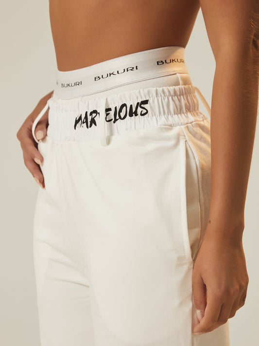 Jogger pantalón blanco pretina blanca marvelous