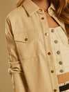 leather beige chaqueta oversized style