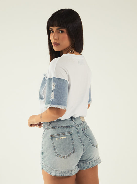 Camiseta Oversized mangas denim