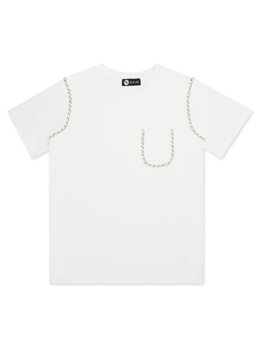 Camiseta  Bukuri detalle cadenas blanco