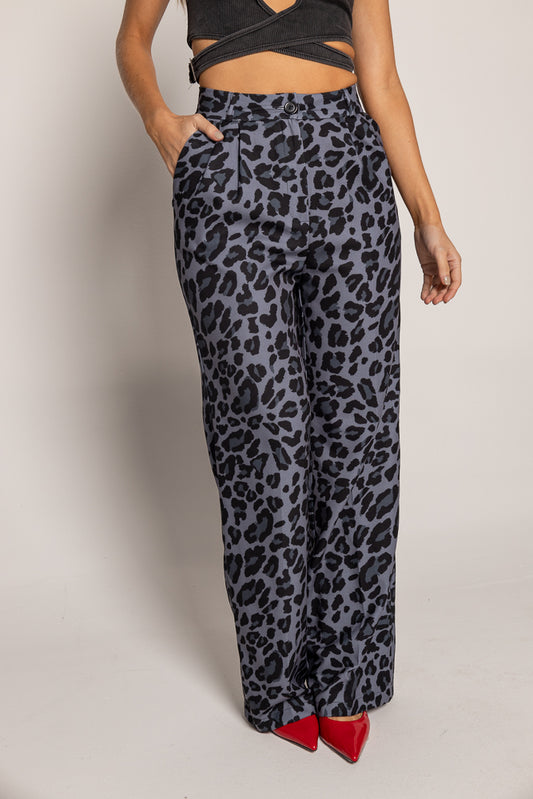 pantalon animal print grises